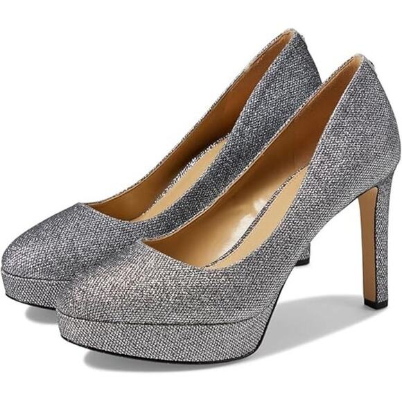 MICHAEL Michael Kors Chantal Platform Pump Heel Pointed Toe Silver Size 7M NWB - Picture 1 of 12